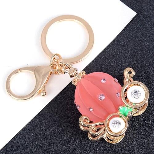 Key Chain Cute Cinderella Pumpkin Carriage Car Creative Crystal Key Charm Practical Anti Lost Quality Key Chain