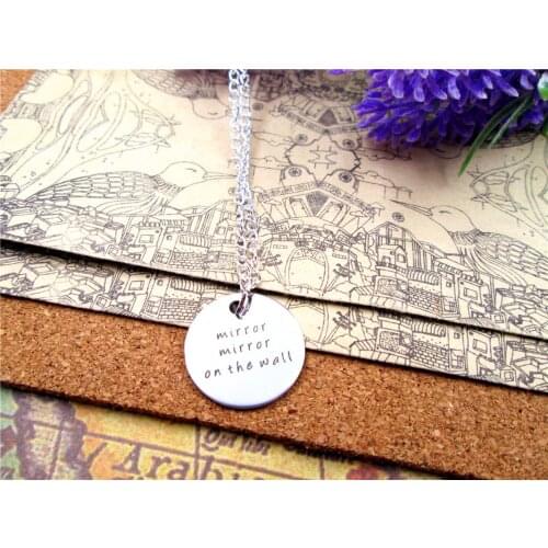 3pcs/lot Fashion stainless steel necklace "mirror mirror on the wall" Pendant necklace Jewelry Gift more style for choosing