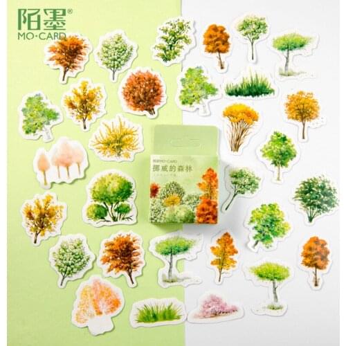 45 pcs /Pack Colorful Forest Trees Hand Account Stickers DIY Decorative Sealing Stickers