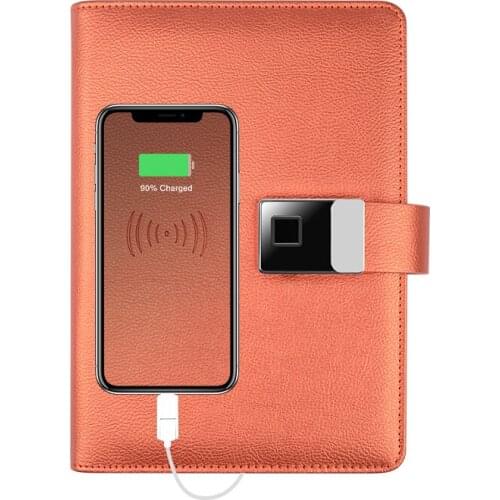 Customize Smart Fingerprint Unlocking Notepad UDisk Mobile Wireless Charging Student Notepad A5 Loose-Leaf Business Meeting Book