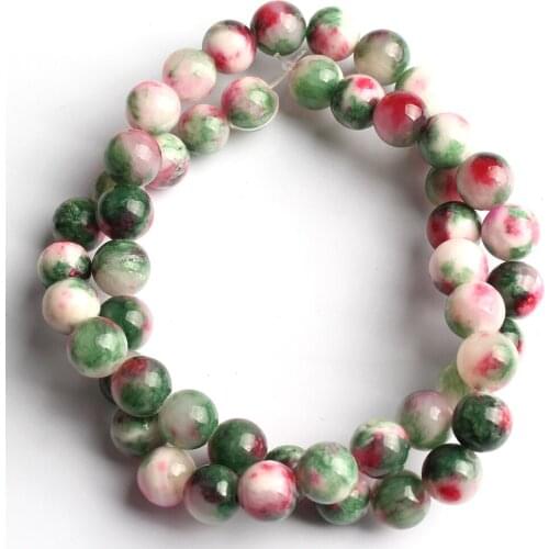 Natural Red Green Jades Chalcedony Stone Beads Round Loose Beads For Jewelry Making 15"Strand 6 8 10 12mm DIY Bracelet Necklace