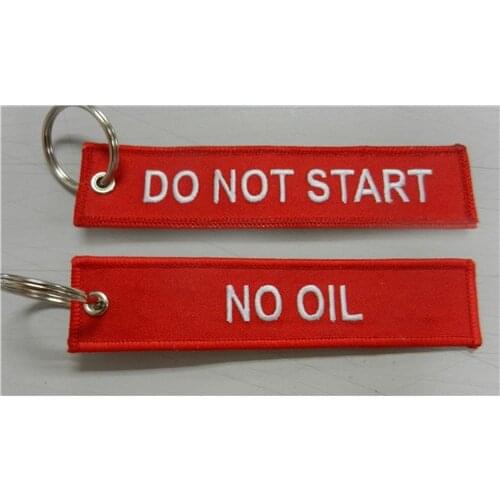 DO Not Start No Oil Custom Embroidery Keychains