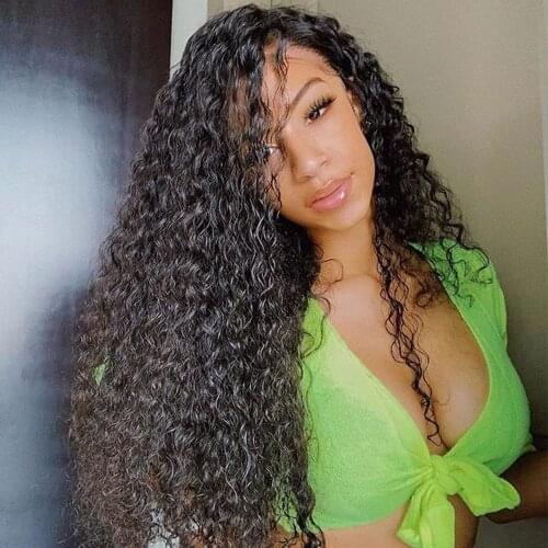 Black Curly Lace Front Wigs Synthetic Hair with Baby Hair Synthetic Daily Wear Lace Wigs Fiber Hair Natural Hairline