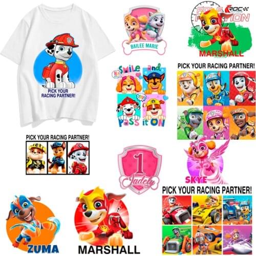 Paw Patrol Clothing Patch Heat Transfer Hot Sticker DIY Washable T-shirt Ironing Transfer Paw Patrol Cartoon Patch Sticker
