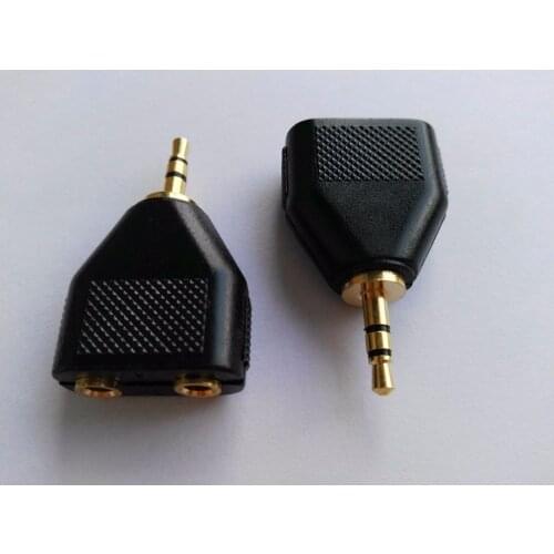 2PCS copper Gold Stereo 3.5mm 1 Male to 2 Female Jack Audio Y Splitter Headphone Adapter