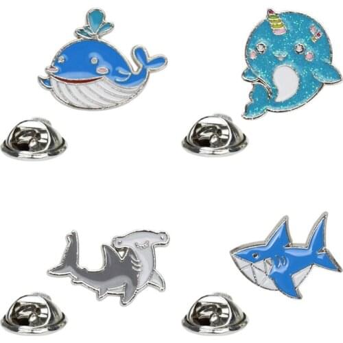 Personalized new womens marine animal whale shark metal drip brooch Gifts for children Multiple styles to choose from