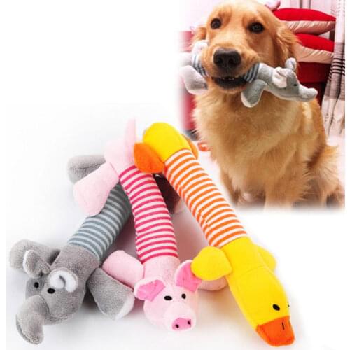 Pet Dog Plush Toys Stuffed Striped Squeaky Sound Elephant/duck/pig Puppy Squeak Chew Toy He