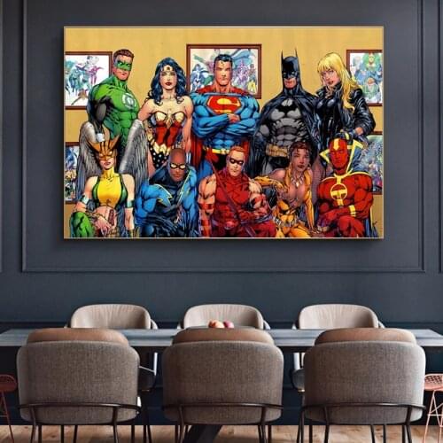 Dc Comic Poster Batman Superman Wonder Woman Canvas Painting Wall Art Picture for Living Room Home Decoration Cuadros