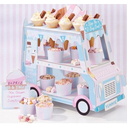 Ice Cream Van Stand Cars Display Stand Cupcakes Event & Party Disposable Birthday Decoration Cupcake Holder Sugarcrafts Display