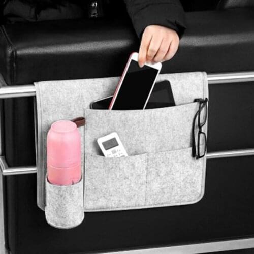 Bedside Storage Bag Felt Bed Sofa Bag Mobile Phone Hanging Storage Bag Water Bottle Rack Bedroom Storage Hanging Bag