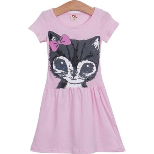 Pudcoco US Stock Cute Cat Lovely Toddler Baby Girl Dress Animal Short Sleeve Princess Party Kids Tulle Tutu Dress