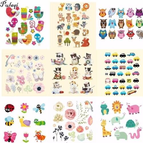 Pulaqi Iron On Clothes Cute Animal Cars Clothing Deco Set Of Patch New Design Diy Accessory Heat Transfer Washable Badges D