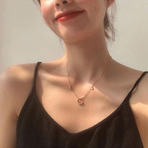 Luxury Star Moon Necklace Girl Clavicle Chain Necklace Minority Design Stars Pendant Necklace couple gift