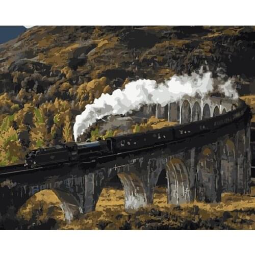 ROYALDREAM High-speed train Abstract Painting Diy Digital Painting By Numbers Modern Wall Art Picture For Home Wall Artwork