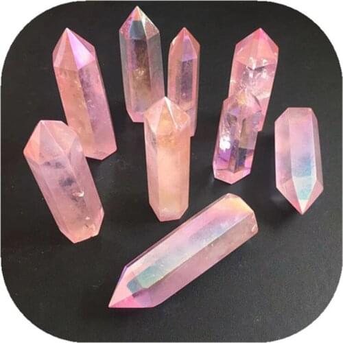 Pink Aura Clear Quartz Wand Point Hot Selling Natural Polished Crystal Towers For Healing Reiki
