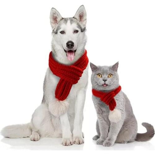 Clearance Pet Dog Christmas Knitted Scarf Bandana Small Large Dog Bibs Scarf Washable Cotton Kerchief Pet Grooming Accessories