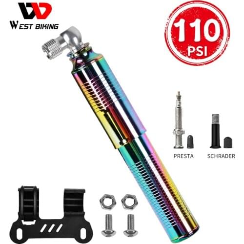 WEST BIKING Upgrade Exclusive Mini Bike Pump 110PSI Inflator Presta Schrader Valve Hose Hand Air Tire MTB Road Bicycle Pump