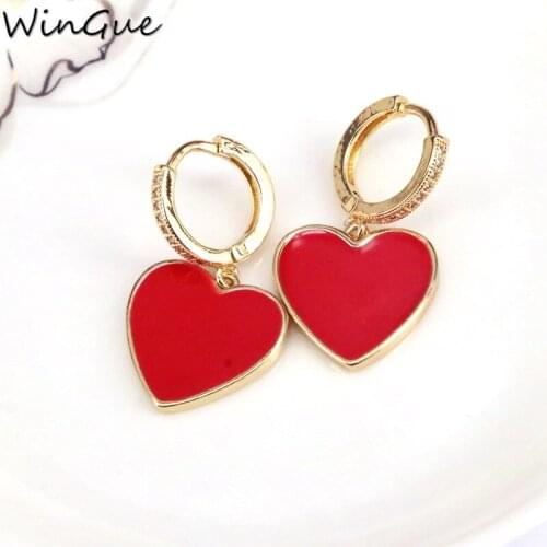 Love Heart Drop Earrings Women Fashion Enamel Long Hanging Earrings Female Brand Statement Earrings Jewelry