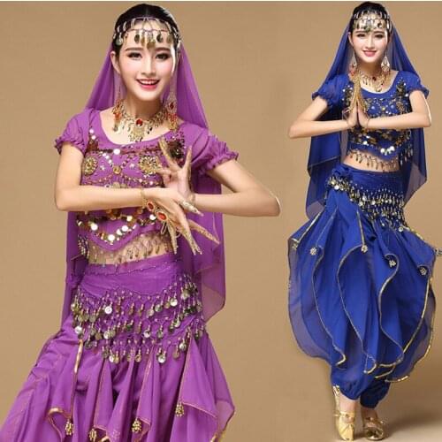 4pcs Set Women Belly Dance Costumes for Adult Indian Costume Professional Bellydance Suit Tribal Belly Stage Dancing Costumes