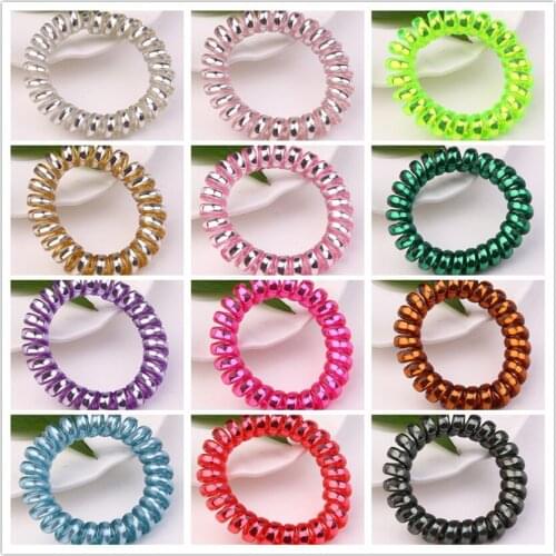 1 Pcs/lot 5.5cm popular Telephone Wire Coil Band Hair Rope Girls Scrunchies Jewelry Hair Tie Assorted Colors Hair Accessories