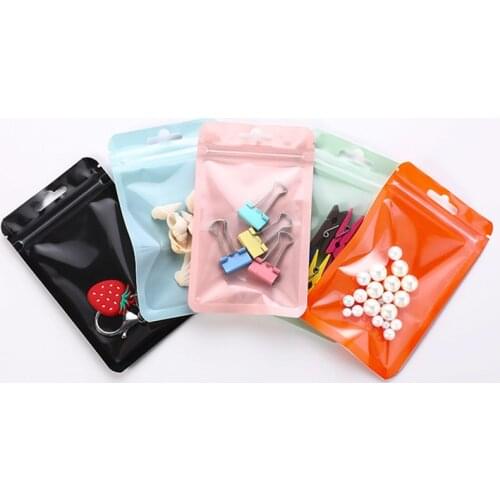 100Pcs/lot Thicken Colorful Zip Plastic Bag Seal Food Pouch Small Water Proof Zipper Repeatable Pouches Jewelry Packaging