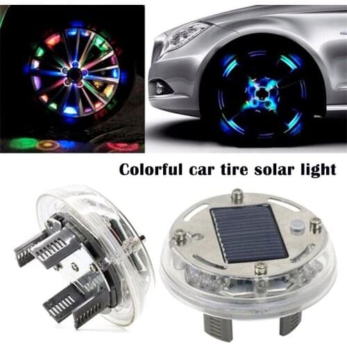 2019 Car LED Solar Wheel Hub Light Dazzle Color Night Vision Wheel Decorative Strobe Light Colorful Flash Light Lamp CSL