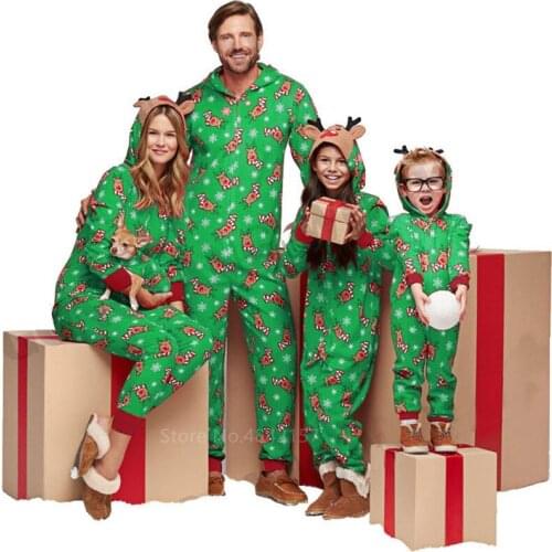 2020 Xmas Family Matching Pyjamas Adult Kid Baby Family Matching Outfits Sleepwear Deer Romper Family Look Matching Jumpsuits
