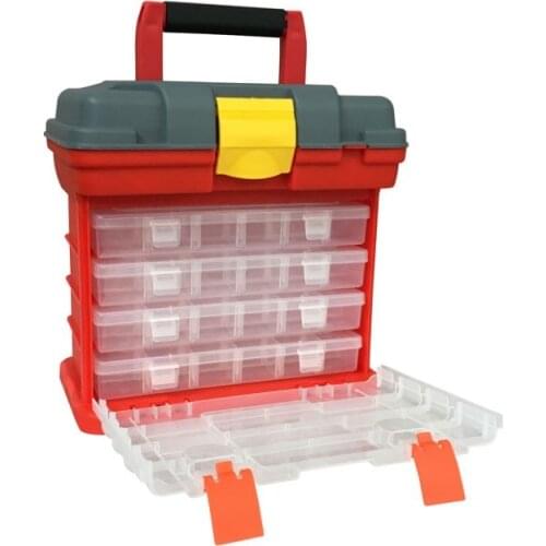 4 Layer Fishing Tackle Portable Toolbox Outdoor Tool Case Screw Hardware Plastic Storage Box tool box with Locking Handle