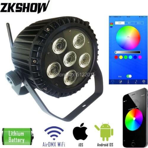 6PCS/Lot 6*15W LED Par Uplight RGBWAUV WIFI IOS/Android Wireless Battery Light for Luz DJ Disco Nightclub Party Stage Lighting