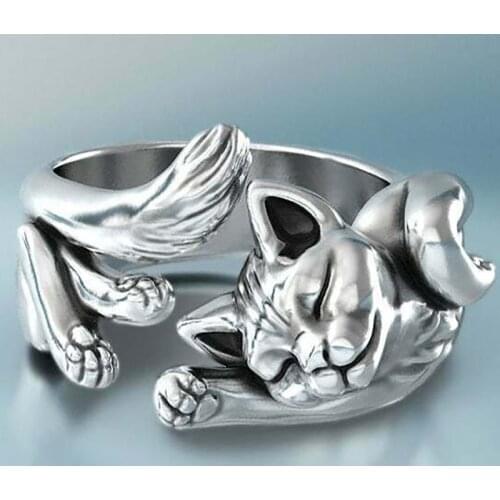 Bohemian Summer Trend Kitty Beautiful Temperament Lady Jewelry Wild Simple Ring Wedding Party Gift 2021 Lucky Cat ring ear ring