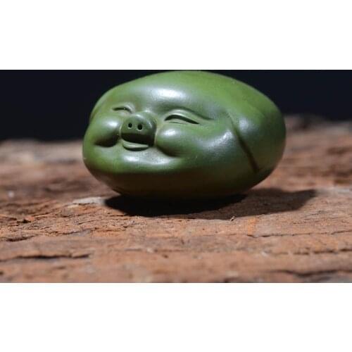 Tea play | Tibet | Tea pet | zisha yixing carved carving pig statues Decoration pet figures Status green pottery and porcelain l