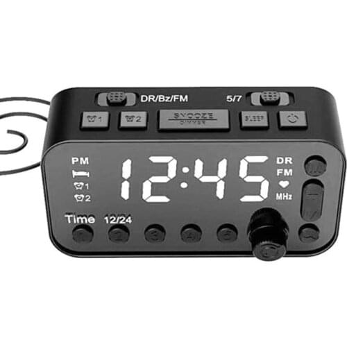 Portable DAB & FM Radio Digital Alarm Clock LCD Backlight Dual USB Port Sleep Timer for Office Bedroom Travel 4-inch LED Display