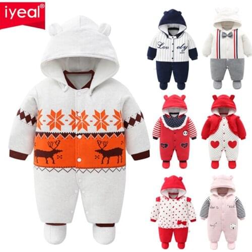 IYEAL Baby Winter Rompers Newborn Cotton Jumpsuit Thick Baby Girls Boys Warm Overalls Infant Outerwear Kid Climb Clothes