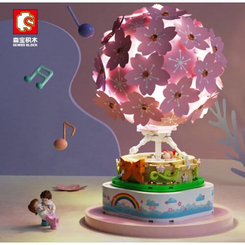 601150 Sembo Kids Building Toys Blocks Girls Puzzle Sakura Music Box Gift with original box