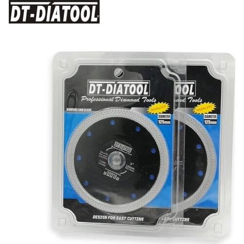 DT-DIATOOL 2pcs/pk Premium Diamond Reinforced core ring Cutting Disc X Mesh turbo Saw Blades Dry Wet Cutting Wheel Dia 125mm/5"