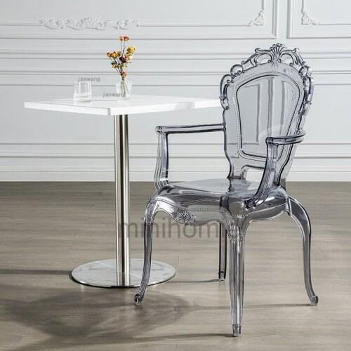 European Transparent Acrylic Living Room Furniture Dining Chairs Creative Plastic Chair Cafe Outdoor Balcony Back Armchair CP