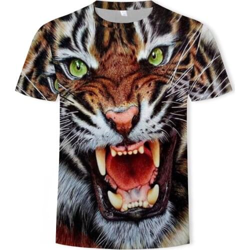 Summer New Hot Style Aanimal Print Tiger Print Mens T-Shirt Casual Fashion Couple Wear O-neck short-sleeved size 110-6XL