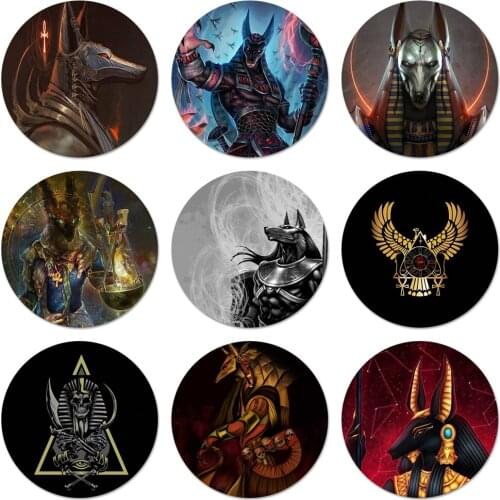 Artistic Egypt Nefertiti Anubis Ankh Pharaoh Icons Pins Badge Decoration Brooches Metal Badges For Backpack Decoration 58mm