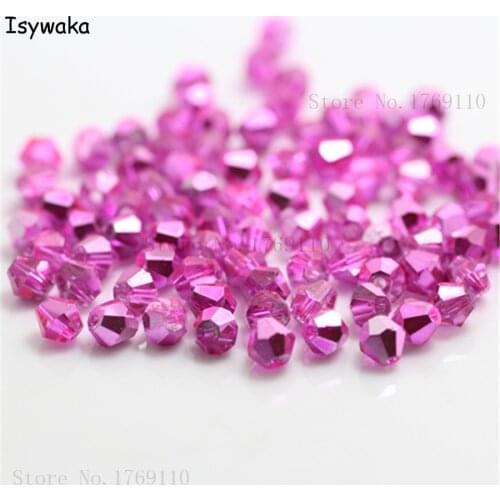 Isywaka New Pink Color 100pcs 4mm Bicone Austria Crystal Beads charm Glass Beads Loose Spacer Bead for DIY Jewelry Making