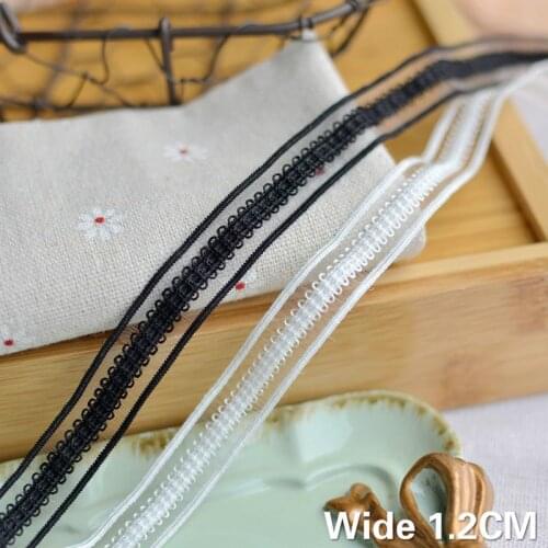 1.2CM Wide White Black Polyester Stretch Lace Ribbon Dress Collar Skirts Clohting Neckline Sewing Trim DIY Guipure Decoration