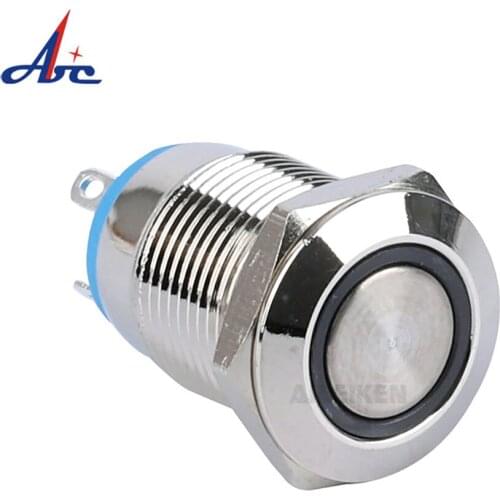 12mm Metal Waterproof 12V Blue LED Illuminated Momentary Small Push Button Switch for kitchen hood