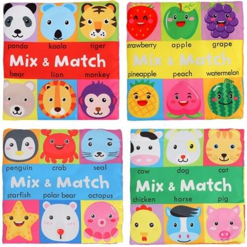 Soft Baby Cloth Book Baby Toddle Tail Book Touch Activity Crinkle Book Early Education Toys For Kids Bath Cloth Book
