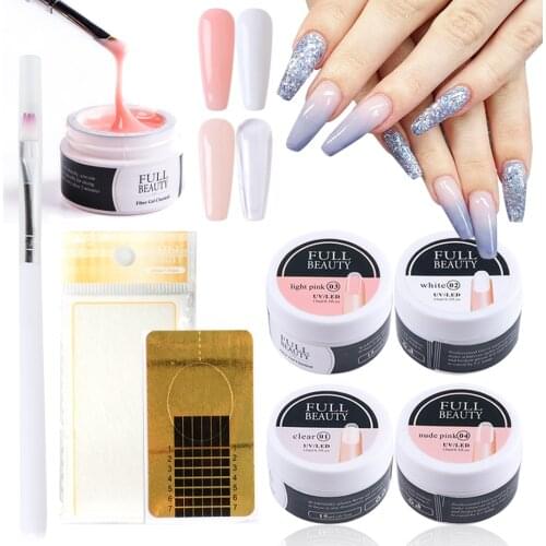 Nail Extension Kit Jelly Gel UV Builder Set Prolong Silk Fiberglass Soak Off Forms French Tips Brush Repair Manicure Tool BE1800
