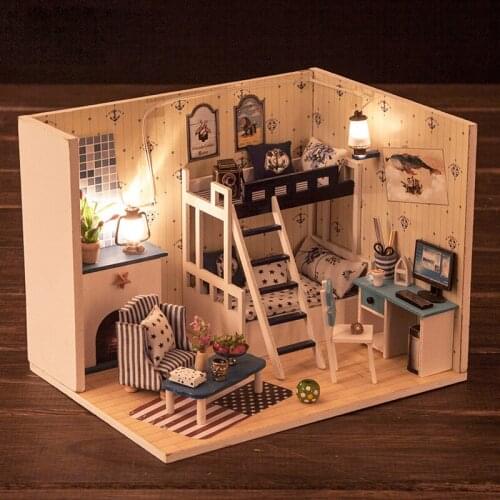 DIY Wooden Doll House Kit Casa Girls Miniatures With Furniture Accessories Mini Cottage Dollhouse Toys for Children Gifts Villa