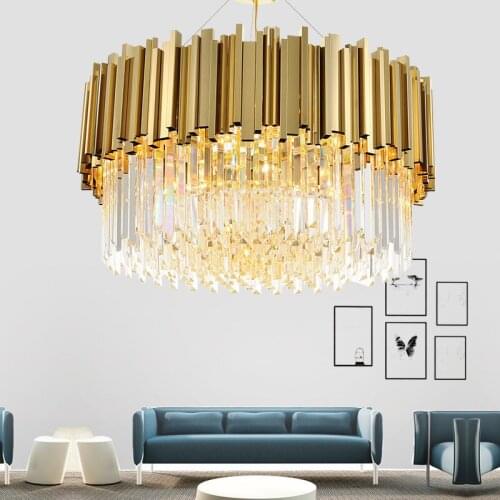 New luxury crystal chandelier lighting modern lamp for living room dinning room gold kristallen kroonluchter LED lights