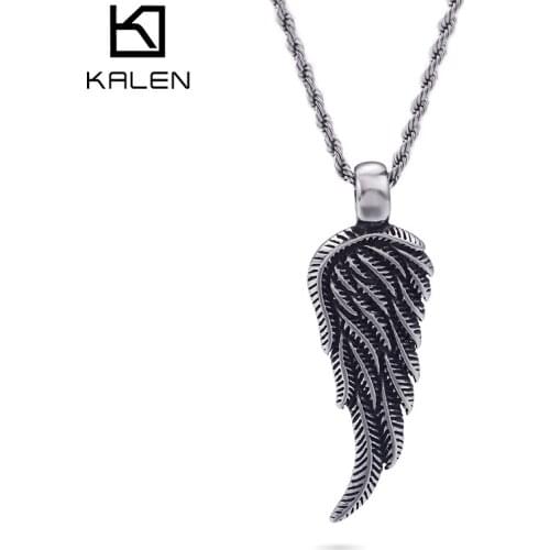 KALEN Stainless Steel Feathered Wings Pendant Necklace