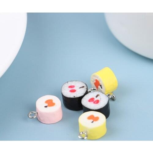 5Pcs Resin Simulation Sushi Charms Pendants for DIY Decoration Bracelets Necklace Earring Key Chain Jewelry Making