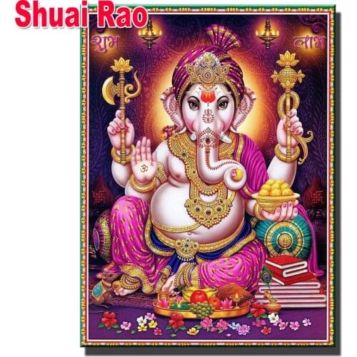Full Drill Square Lord Vigneshwara Religion Diamond Embroidery DIY Ganesha God Mosaic Rhinestones Handmade Diamond Painting
