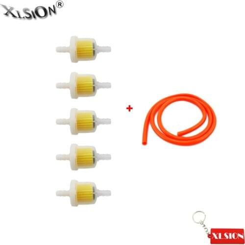 XLSION Aftermarket 5x Petrol Fuel Filter + Fuel Line Hose Tube For Mini Moto Pit Dirt Pocket Bike ATV Quad Motorcycle