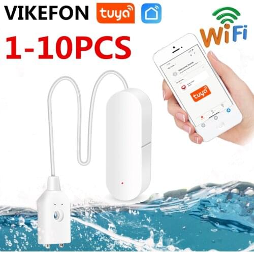 1-10PCS Tuya Wifi Smart Water Leakage Alarm WIFI Water Leak Sensor Detector Flood Alert Overflow Security Alarm System Tuyasmart